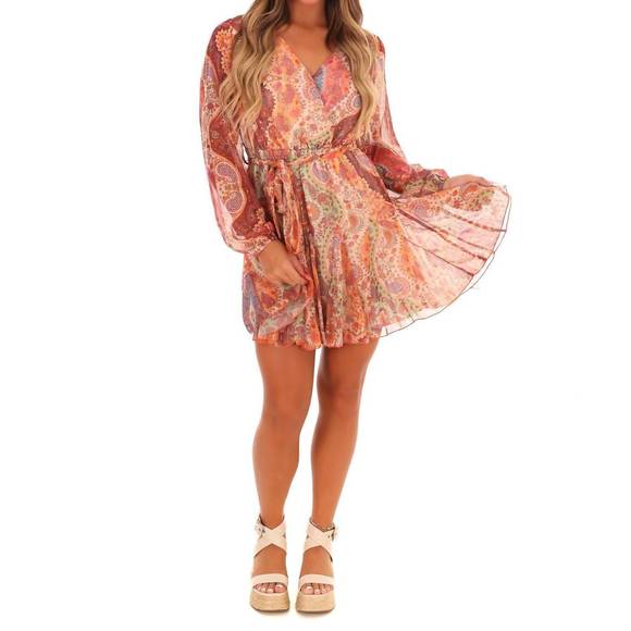 NEW UMGEE fashion forward paisley dress in rust - Picture 3 of 5